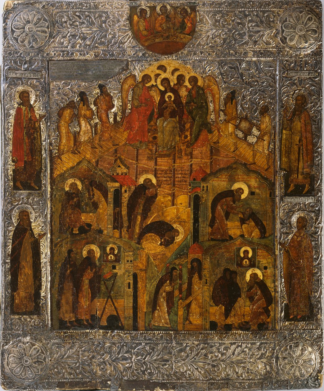 La Revelación de la Virgen María a San Alejandro Svirsky de Russian icon.