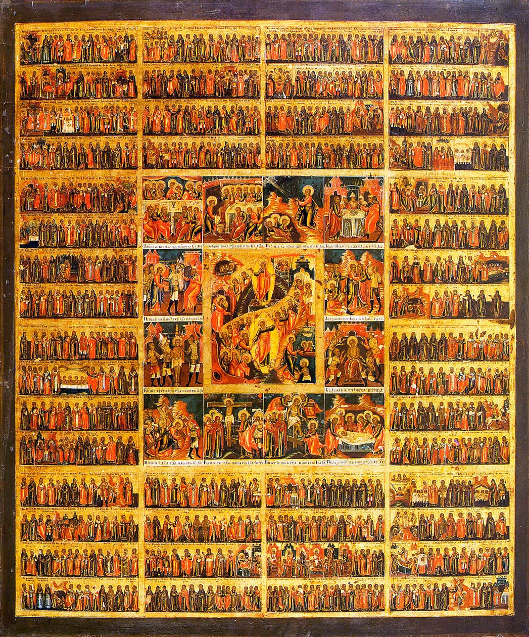 Calendario anual con las escenas de la Pasión de Cristo, segunda mitad del siglo XIX de Russian icon.