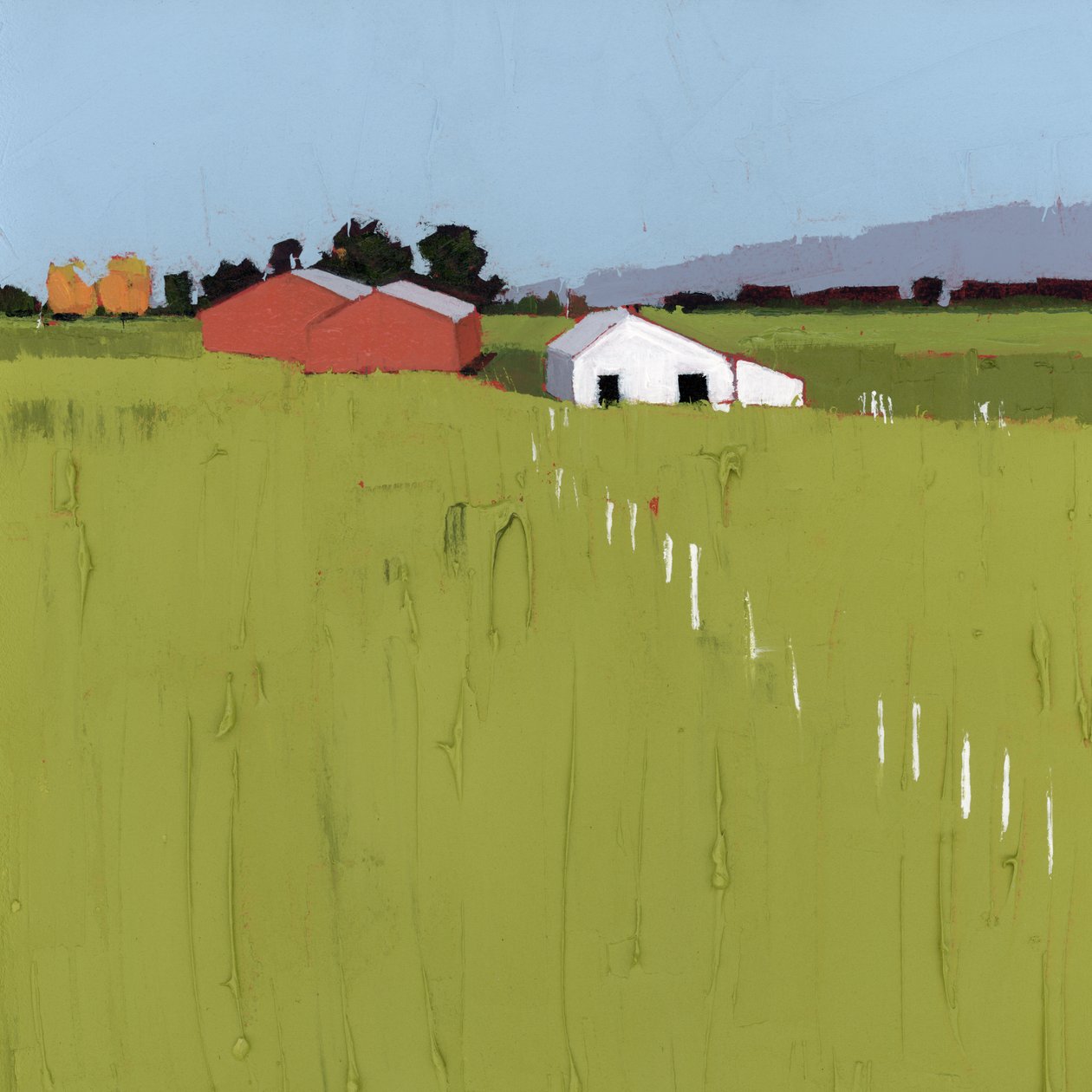 Fence Line, 2025 (acrílico sobre panel de madera) de Ruth Lague