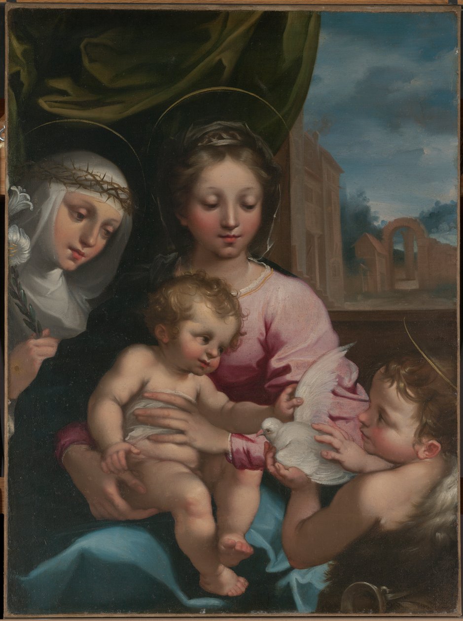 Virgen y el Niño con el joven San Juan Bautista y Santa Catalina de Siena de Rutilio Manetti