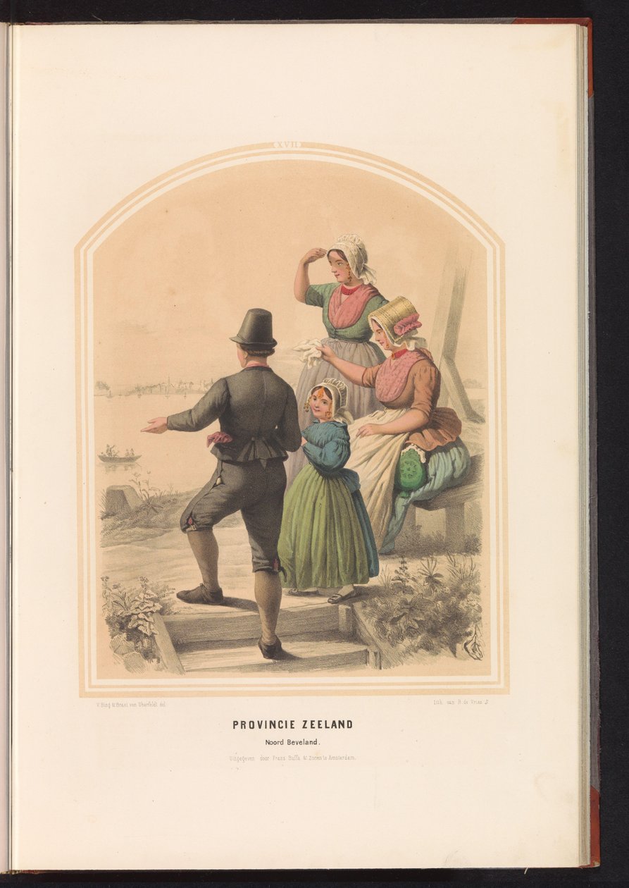 Traje tradicional de Noord-Beveland en Zelanda, 1857 Provincia de Zelanda. Noord Beveland / XVII (título sobre objeto) de Ruurt de Vries