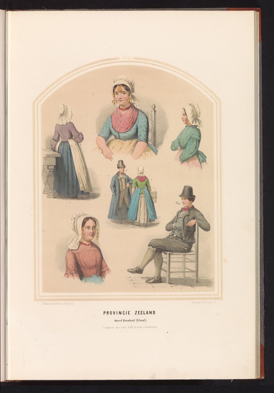 Traje tradicional de Noord-Beveland en Zelanda, 1857 Provincia de Zelanda. Noord Beveland (Isla) / XVIII (título sobre objeto) de Ruurt de Vries