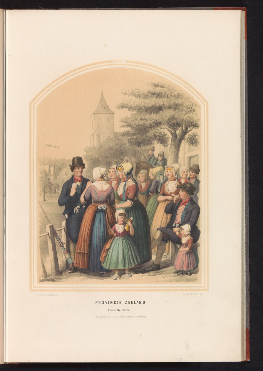 Traje tradicional de la isla de Walcheren en Zelanda, 1857 Provincia de Zelanda. Isla de Walcheren / XIII (título sobre objeto) de Ruurt de Vries