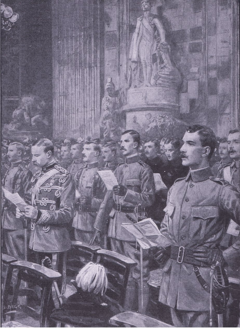 Voluntarios Imperiales de la Ciudad en San Pablo (ilustración de After Pretoria: The Guerilla War, 1902) de S. Begg