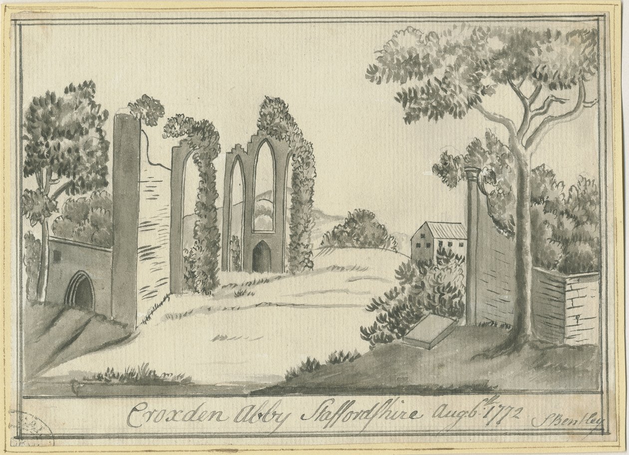 Croxden Abbey: dibujo en sepia, 6 ago 1772 (dibujo) de S Bentley
