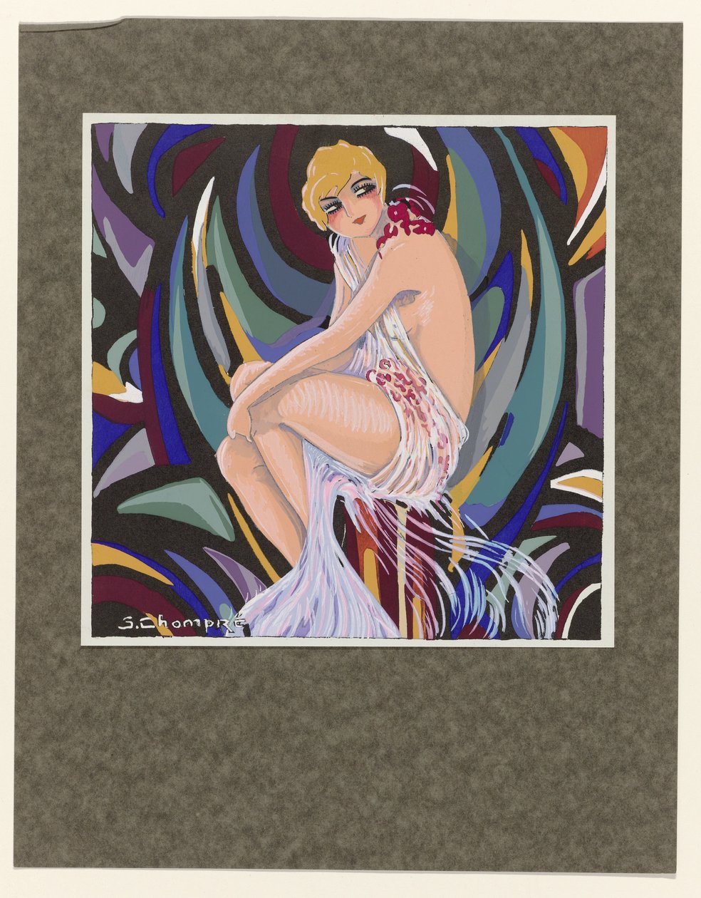 Femmes Modernes, 1926 : Mujer sentada, con paños. de S Chompré