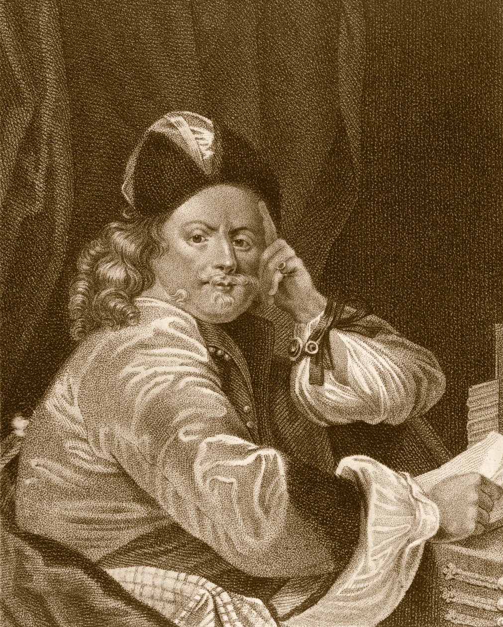 Thomas Killigrew, grabado por J.J Van den Bergh de S. Harding