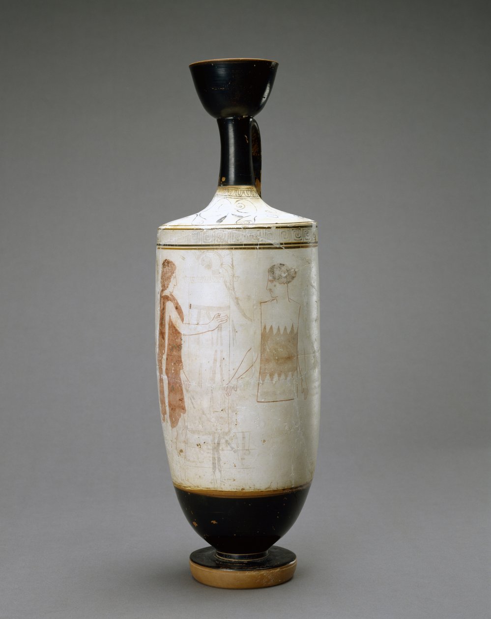 Lekythos de Fondo Blanco con Mujer Joven en una Tumba, 450-440 a.C. de Sabouroff Painter (attr. to)