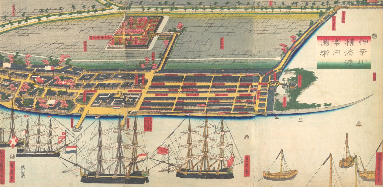 Guía pictórica del puerto de Yokohama, 7º mes, 1860 de Sadahide Utagawa