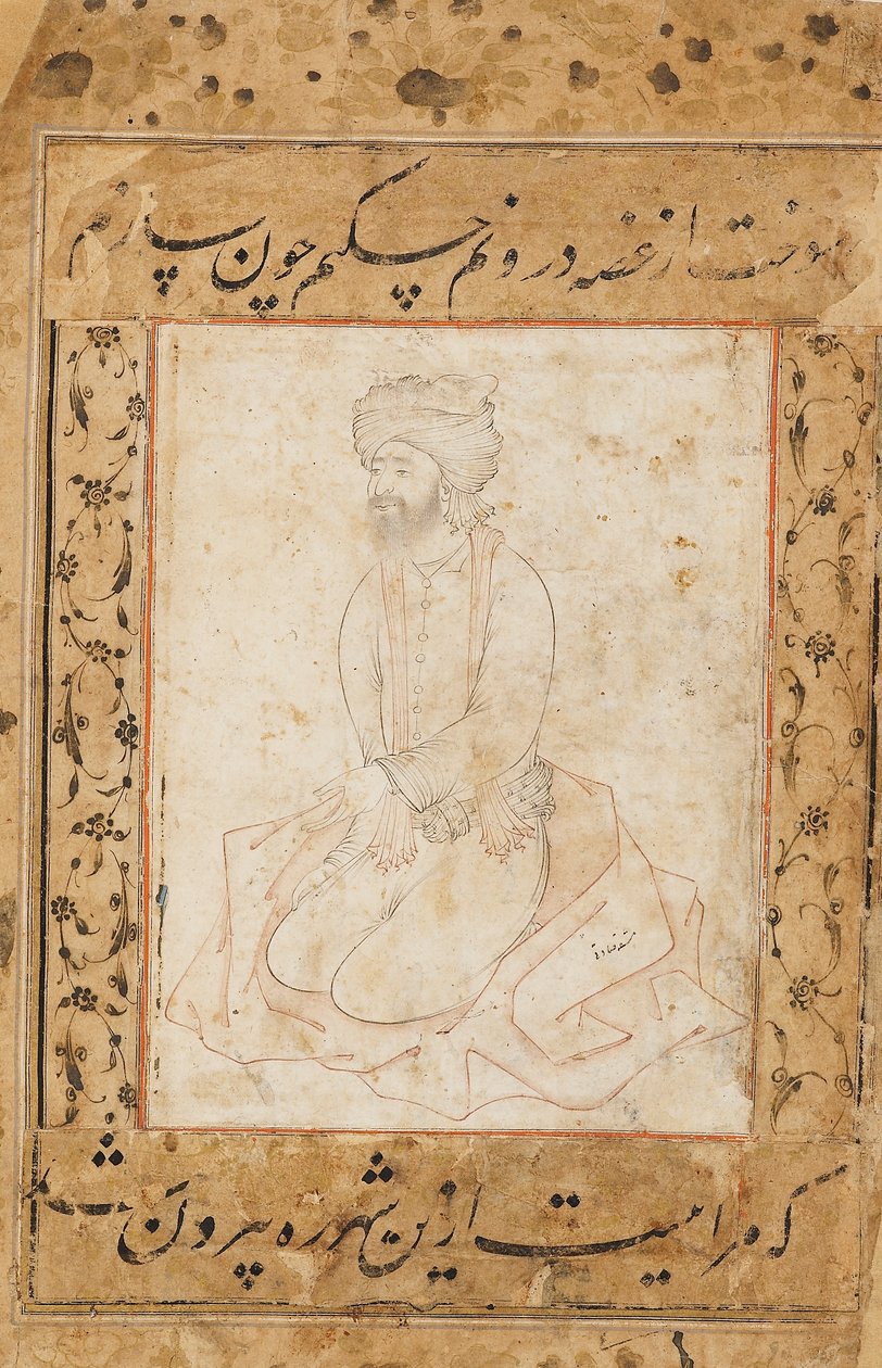 Derviche arrodillado sobre su abrigo, finales del siglo XVI-principios del siglo XVII de Sadiqi Beg