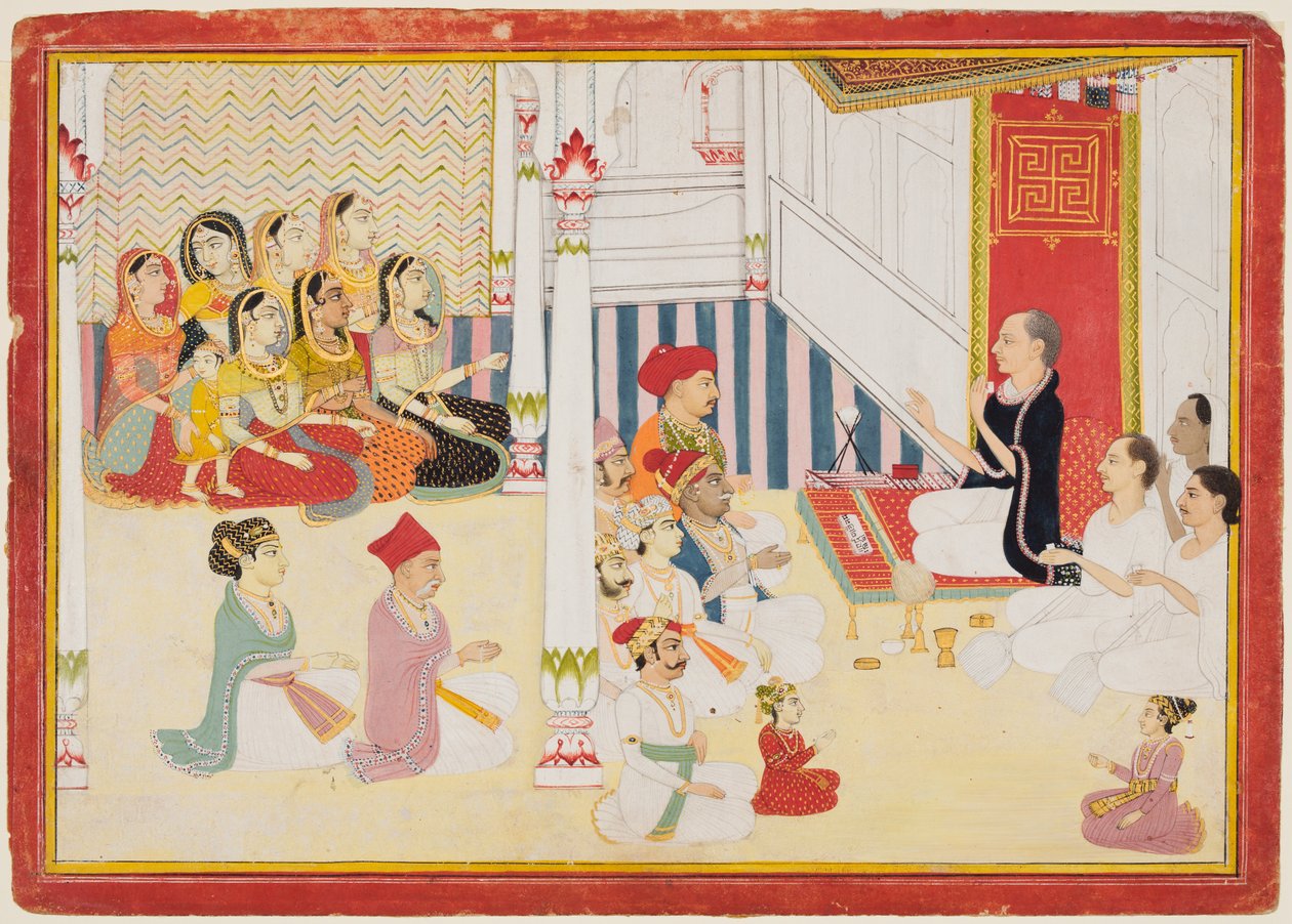 Maestro Jain Svetambara dando instrucción de Sahib Ram