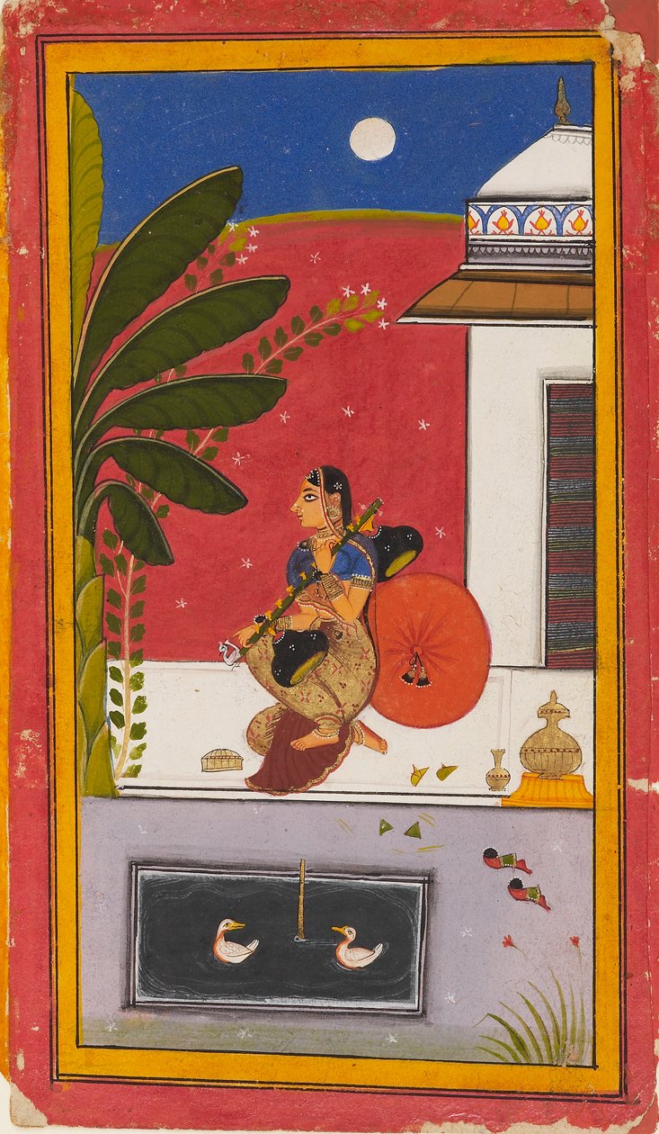 Una dama tocando una vina, 1630-1640 de Sahibdin