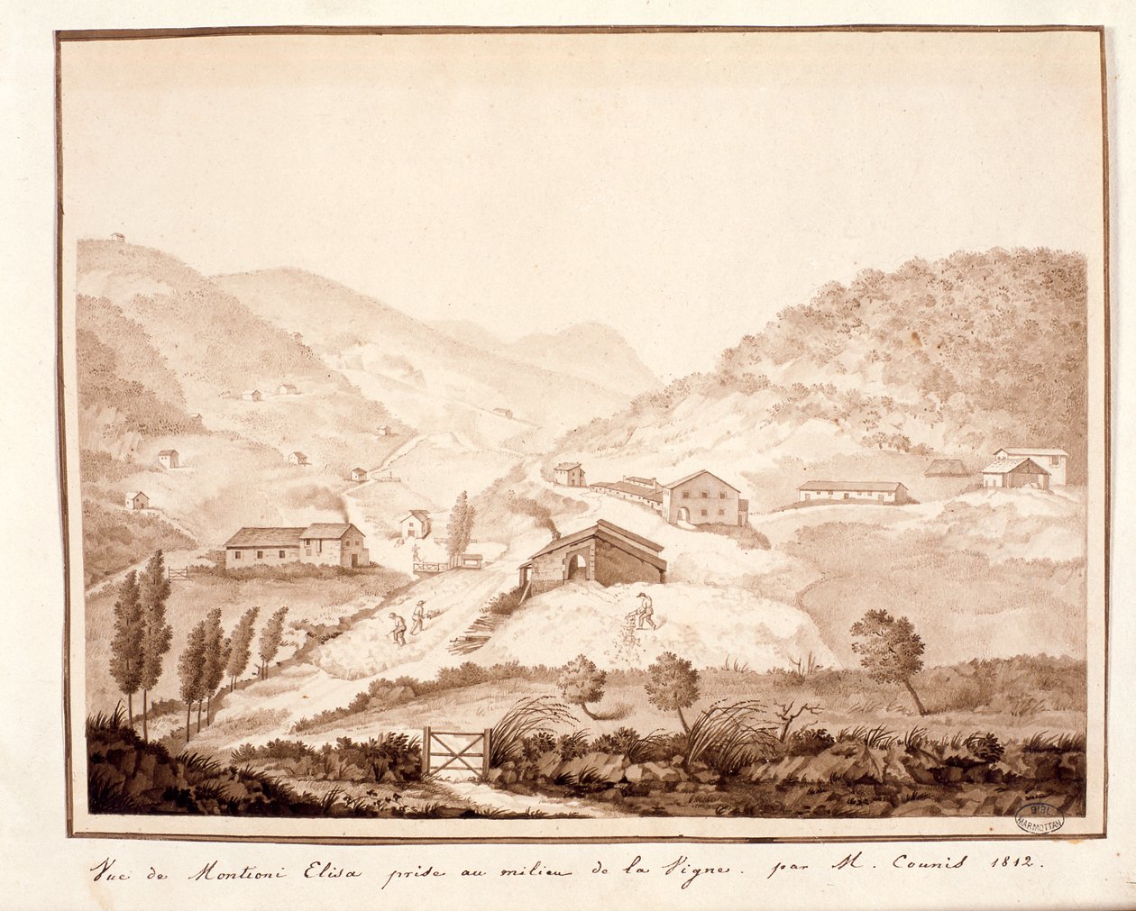 Vista de Montioni, tomada desde el medio de la viña, 1812 de Salomon Guillaume Counis