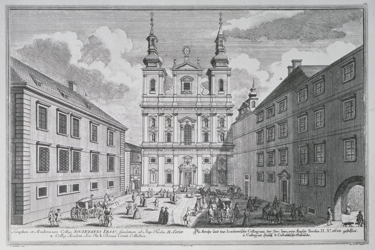 Vista de la Jesuitenkirche y Dr-Ignaz-Seipal-Platz en Viena de Salomon Kleiner