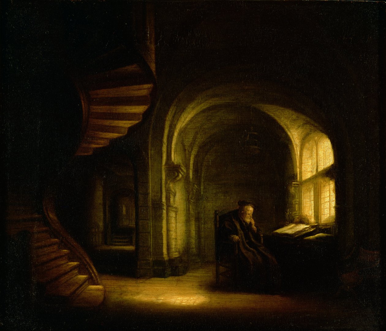Filósofo con un libro abierto, 1625-7 de Salomon Koninck