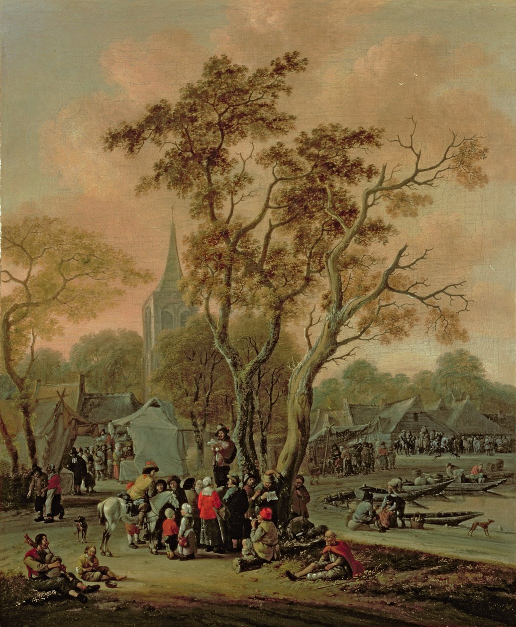 Feria de pueblo con un bufón, 1702 de Salomon Rombouts