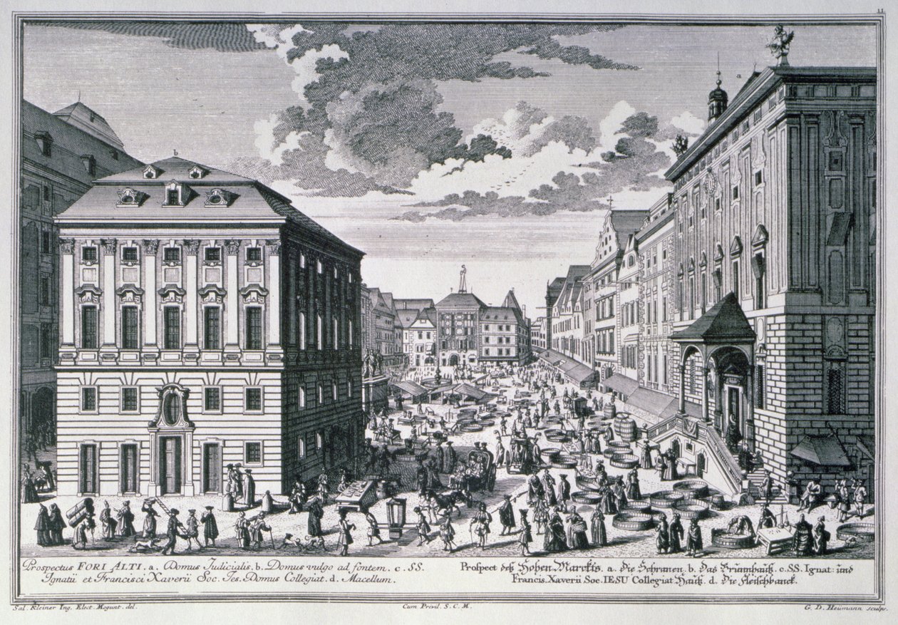 Vista del Mercado Alto, Viena grabada por Georg-Daniel Heumann (1691-1759) de Salomon after Kleiner