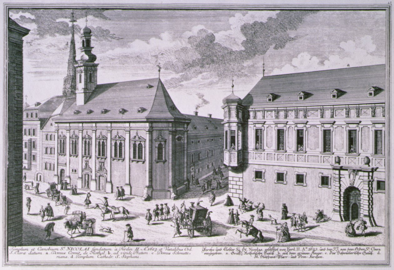Vista de la iglesia de San Nicolás, Viena de Salomon after Kleiner
