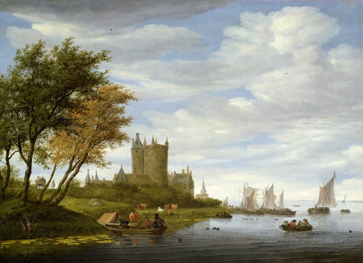 Estuario del río con un castillo de Salomon van Ruisdael or Ruysdael