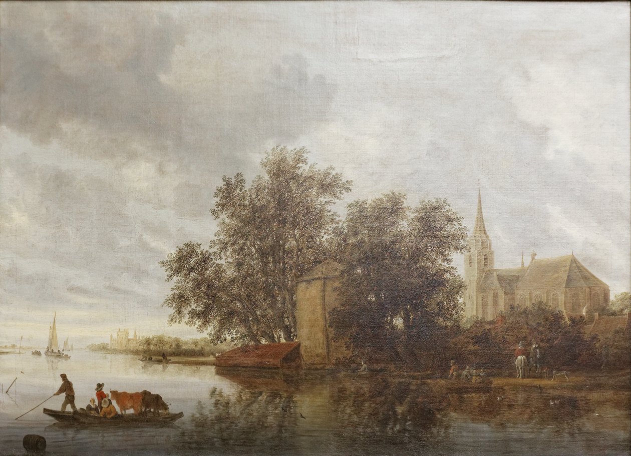 Orilla del río con una iglesia de Salomon van Ruisdael or Ruysdael