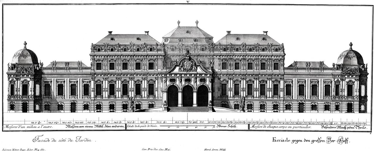 Alzado de la fachada del patio de Salomon Kleiner