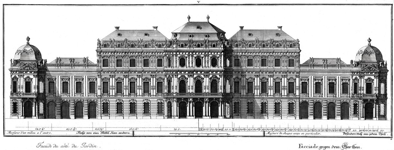 Alzado de la fachada del jardín. de Salomon Kleiner