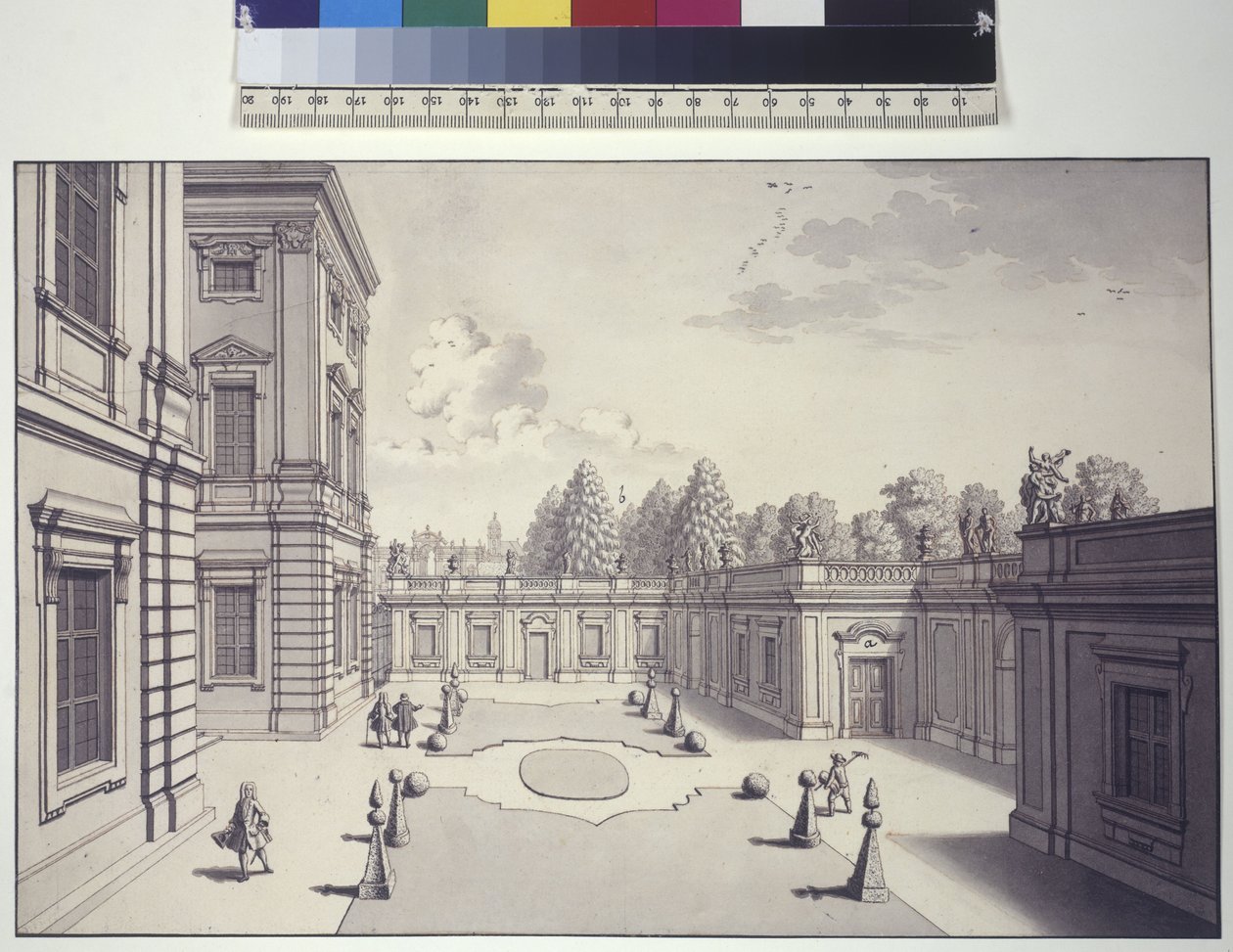 Página completa: vista de los jardines del Palacio de Liechtenstein de Salomon Kleiner