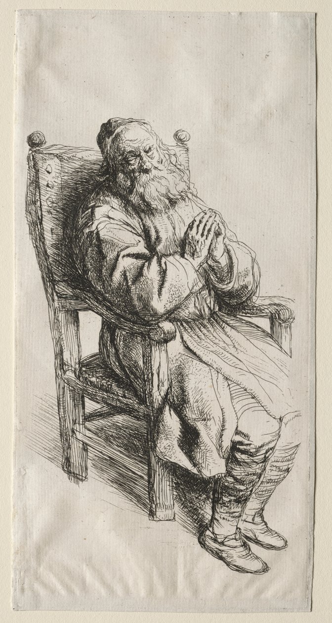 Un anciano en una silla, rezando de Salomon Koninck