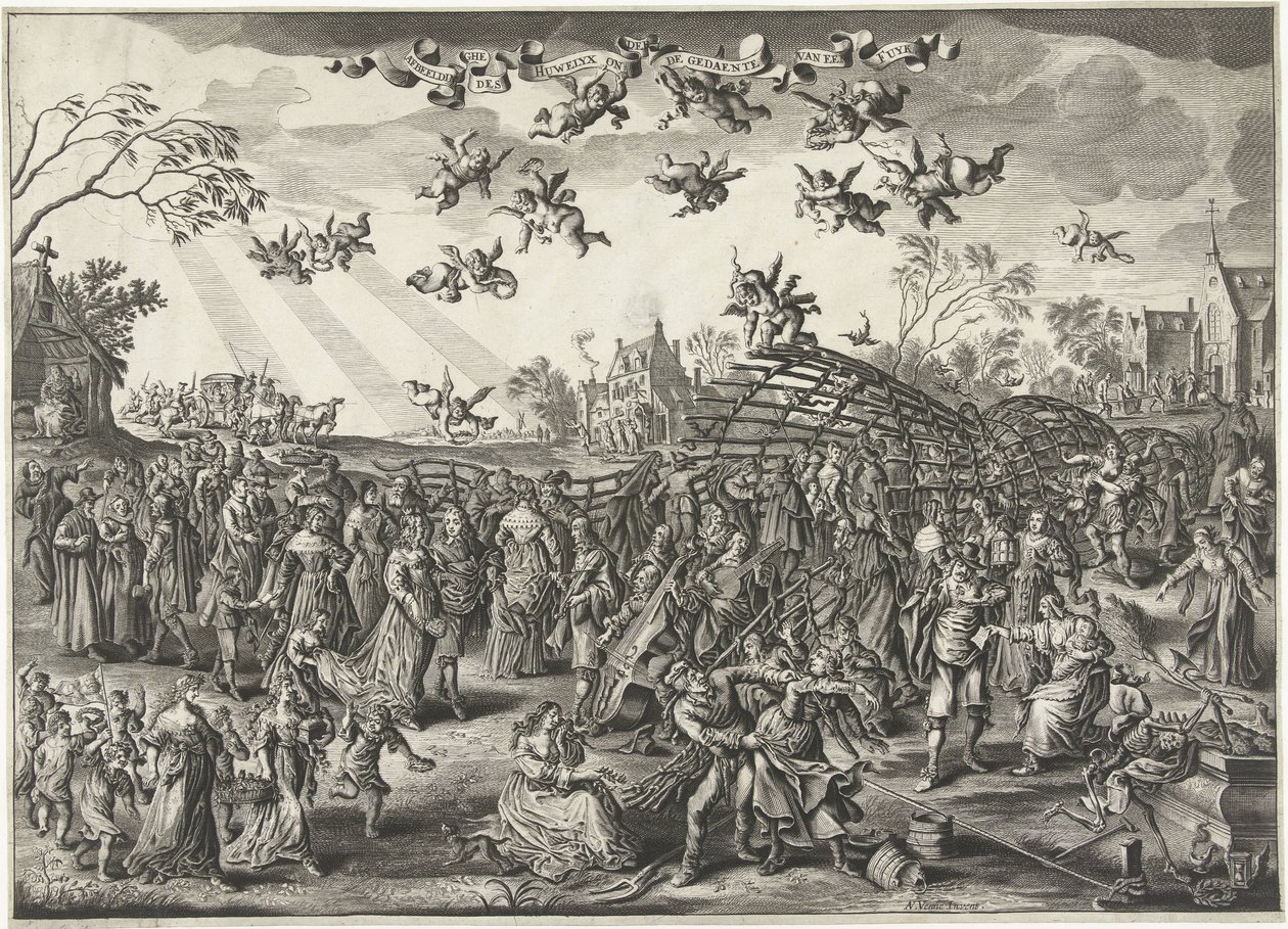 La trampa del matrimonio: alegoría sobre el matrimonio
Imagen del matrimonio bajo la apariencia de un fuyk (título sobre el objeto) de Salomon Savery (attributed to)