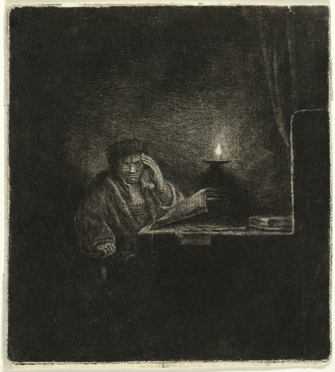 Estudiante en una Mesa a la Luz de las Velas de Salomon Savery