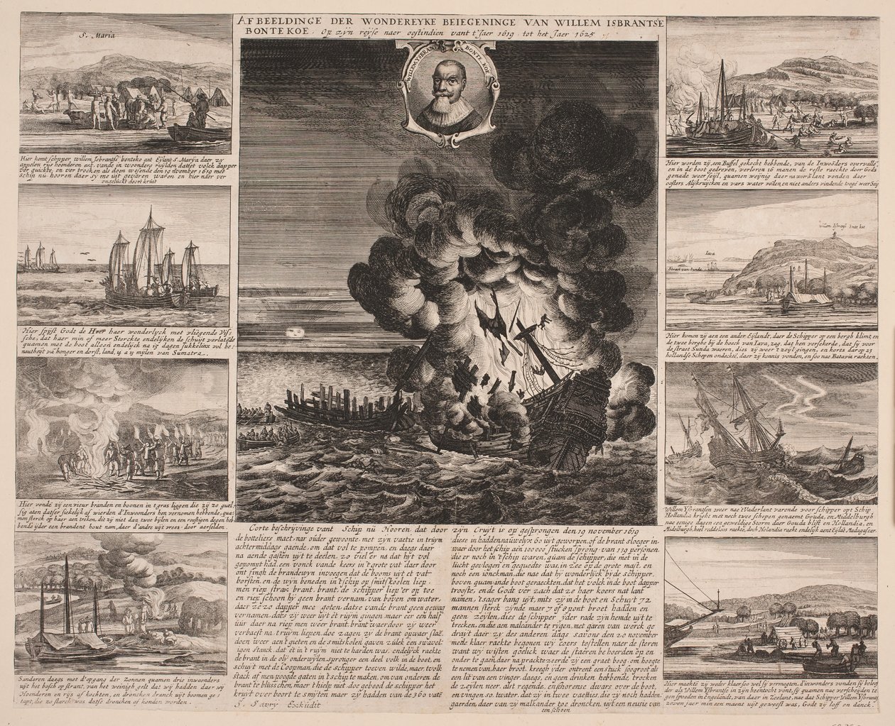 Portada que ilustra el viaje de Willem Isbrandtse Bontekoe a las Indias Orientales de Salomon Savery