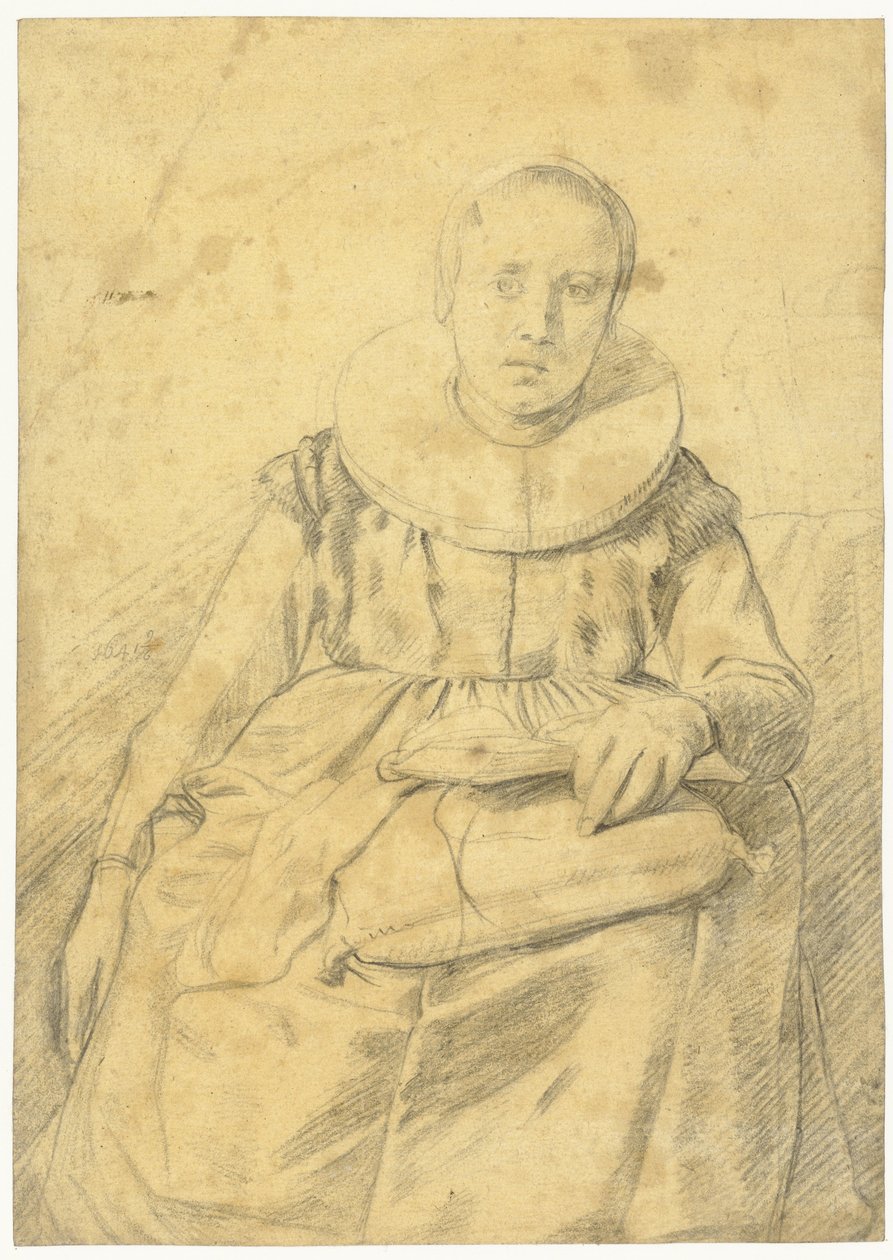 Retrato de una mujer sentada con un cuello rígido plisado de Salomon de Bray