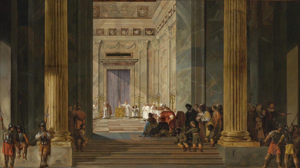 La Reina de Saba ante el Templo del Rey Salomón en Jerusalén, ca 1630-1634 de Salomon de Bray
