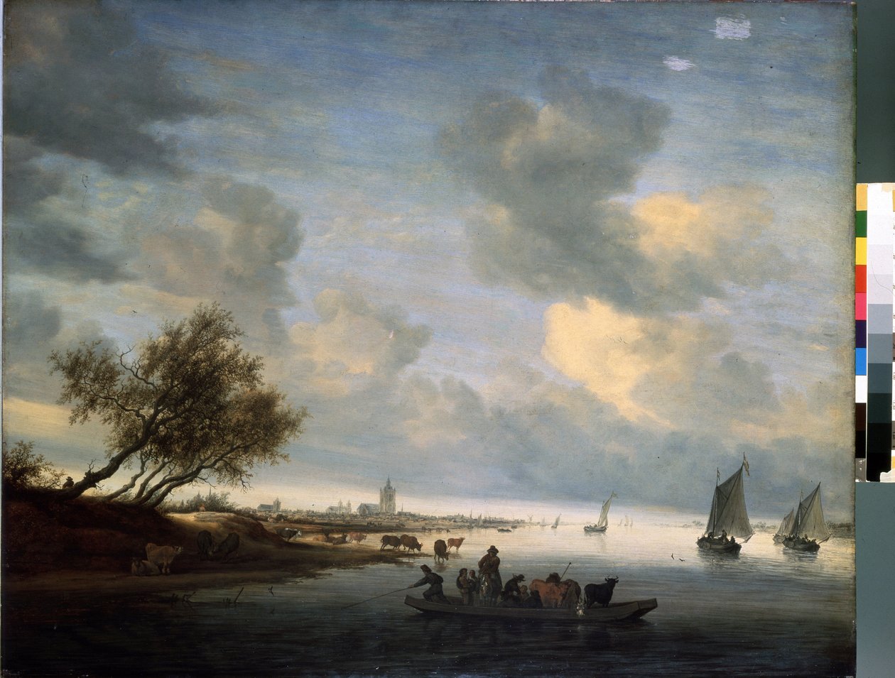 Ferry a Arnhem (Ferry en Arnhem) (Pays Bas). Peinture de Salomon Jacobsz (Jacob) Van Ruysdael (Ruisdael) (1600 o 1603-1670). Huile sur bois, 89 x 116 cm de Salomon van Ruisdael or Ruysdael