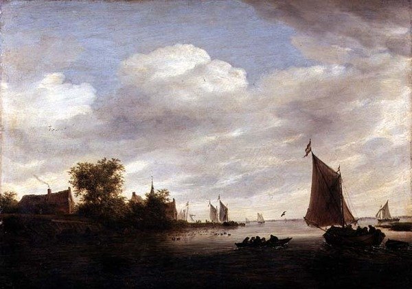 Estuario del río con embarcaciones de vela de Salomon van Ruisdael or Ruysdael