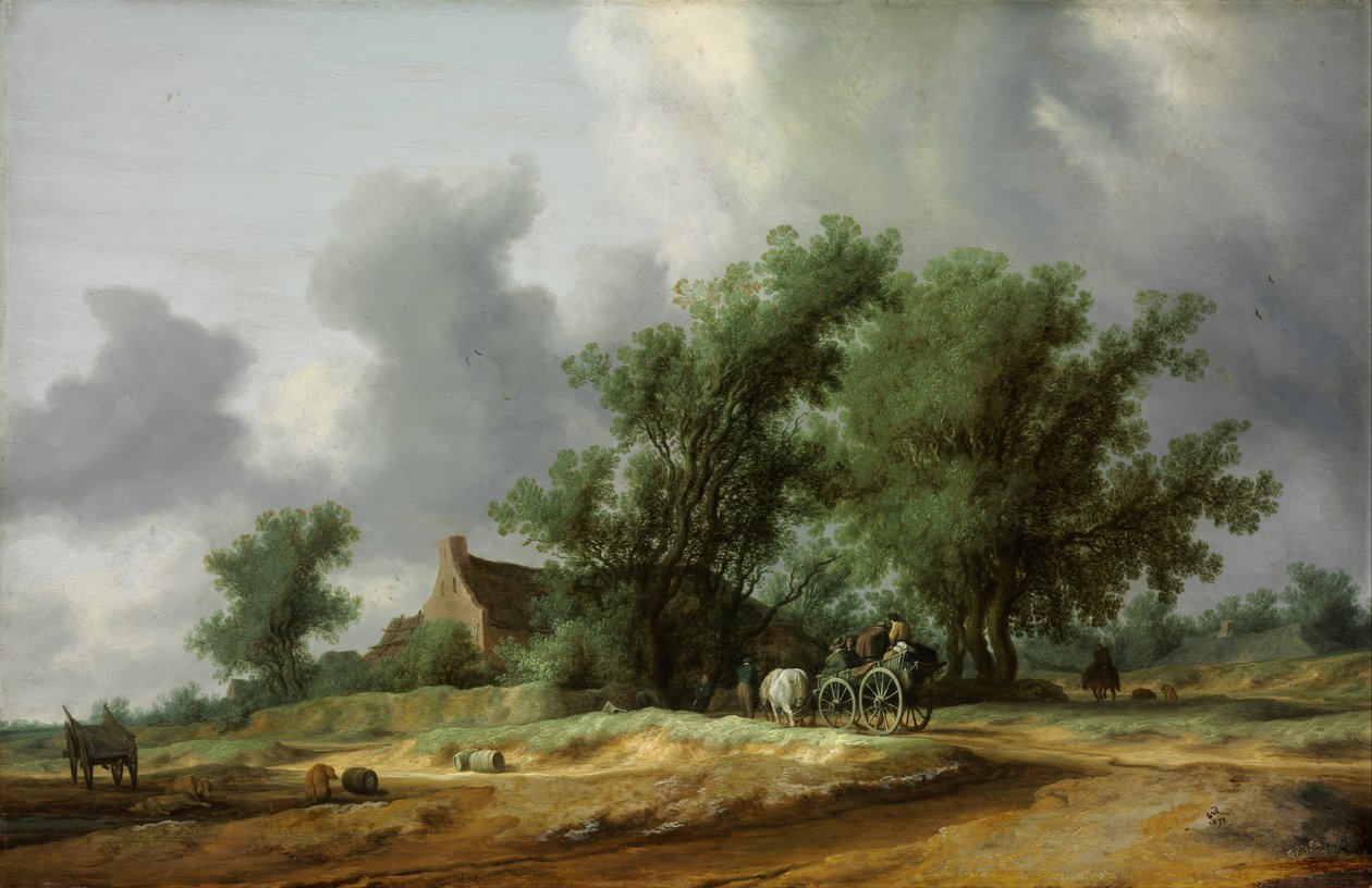 Camino en las dunas con un carruaje de Salomon van Ruisdael or Ruysdael