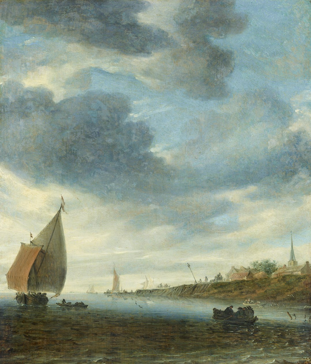 Aguas interiores con un velero de Salomon van Ruysdael