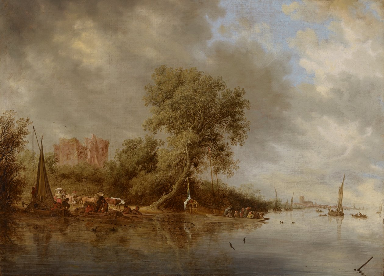 Paisaje fluvial con las ruinas del castillo de Egmond de Salomon van Ruysdael