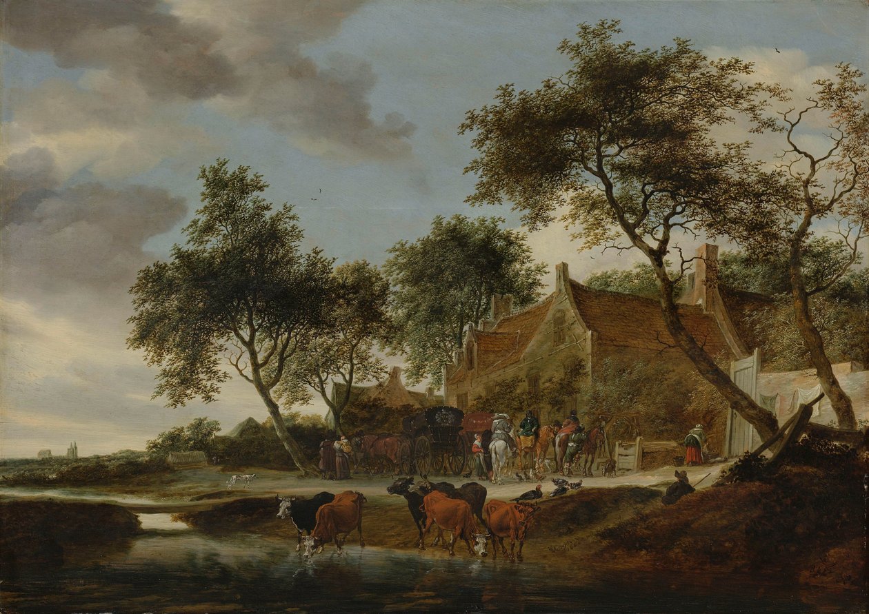 El abrevadero de Salomon van Ruysdael