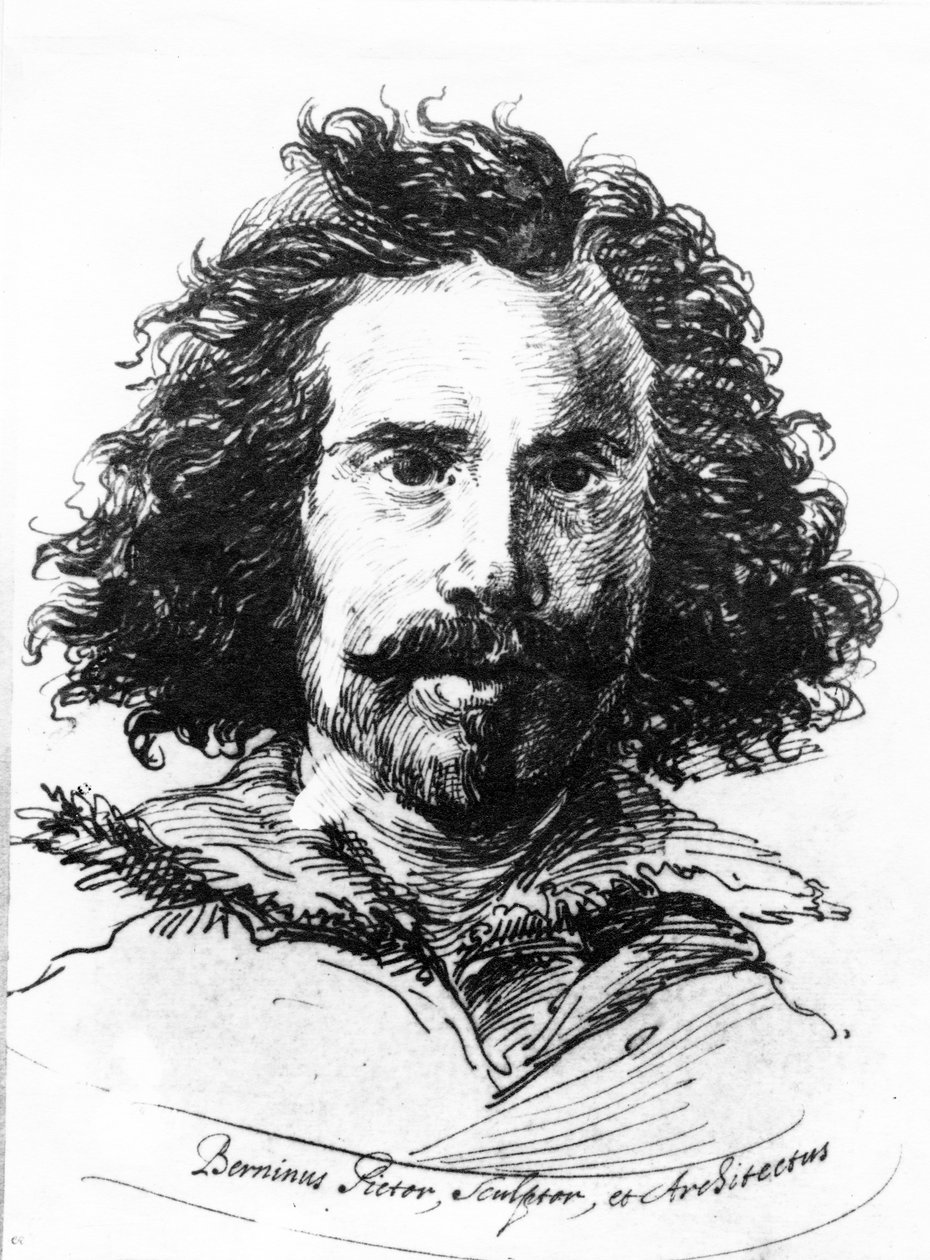 Retrato de Giovanni Lorenzo Bernini, impresión realizada por James Basire, 1764 (aguafuerte con mezzotinta) de Salvator Rosa