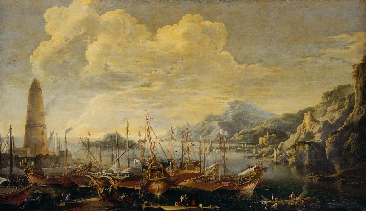 Marina con faro de Salvator Rosa