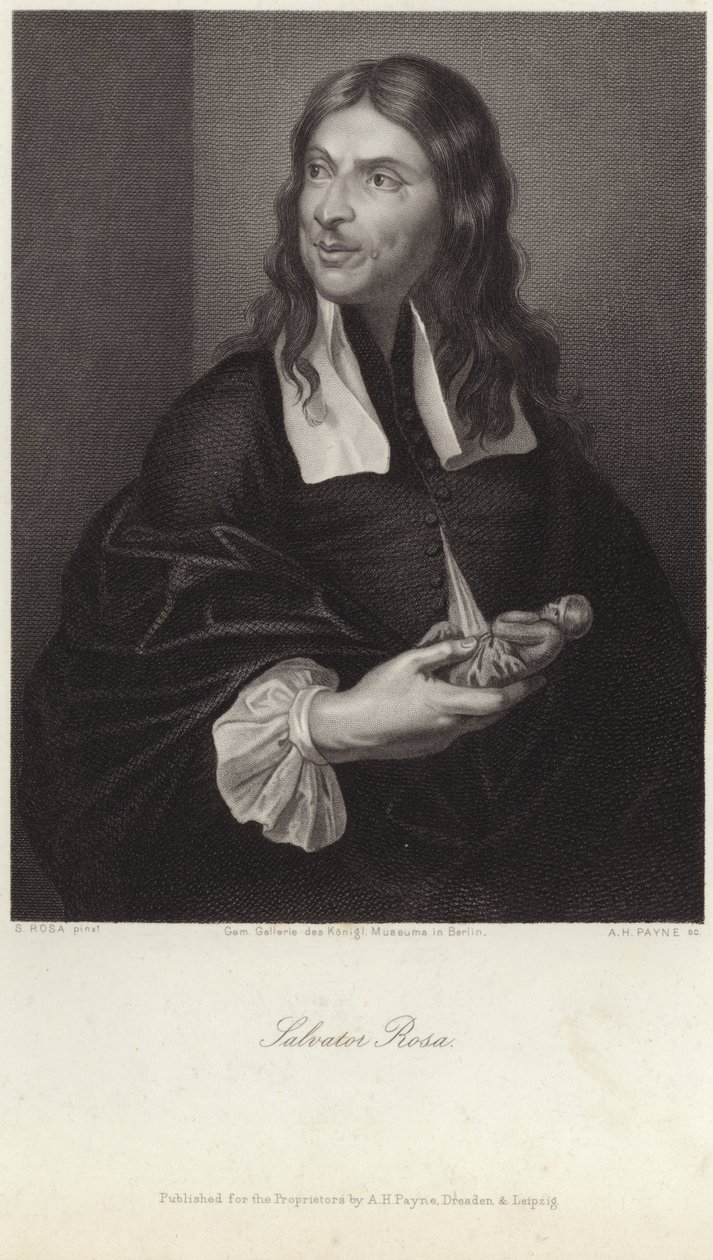 Retrato de Salvator Rosa (grabado) de Salvator (after) Rosa
