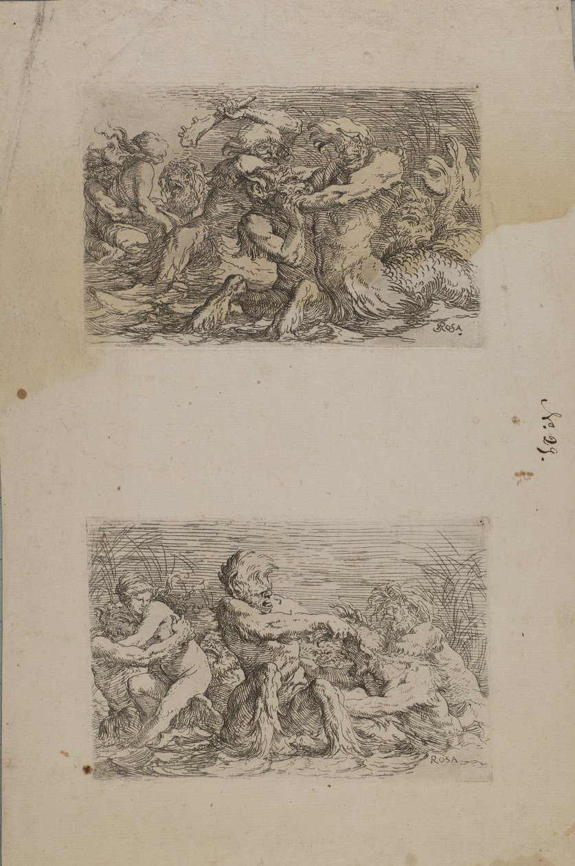 (Serie Figuritas) Dioses del río en lucha de Salvator Rosa