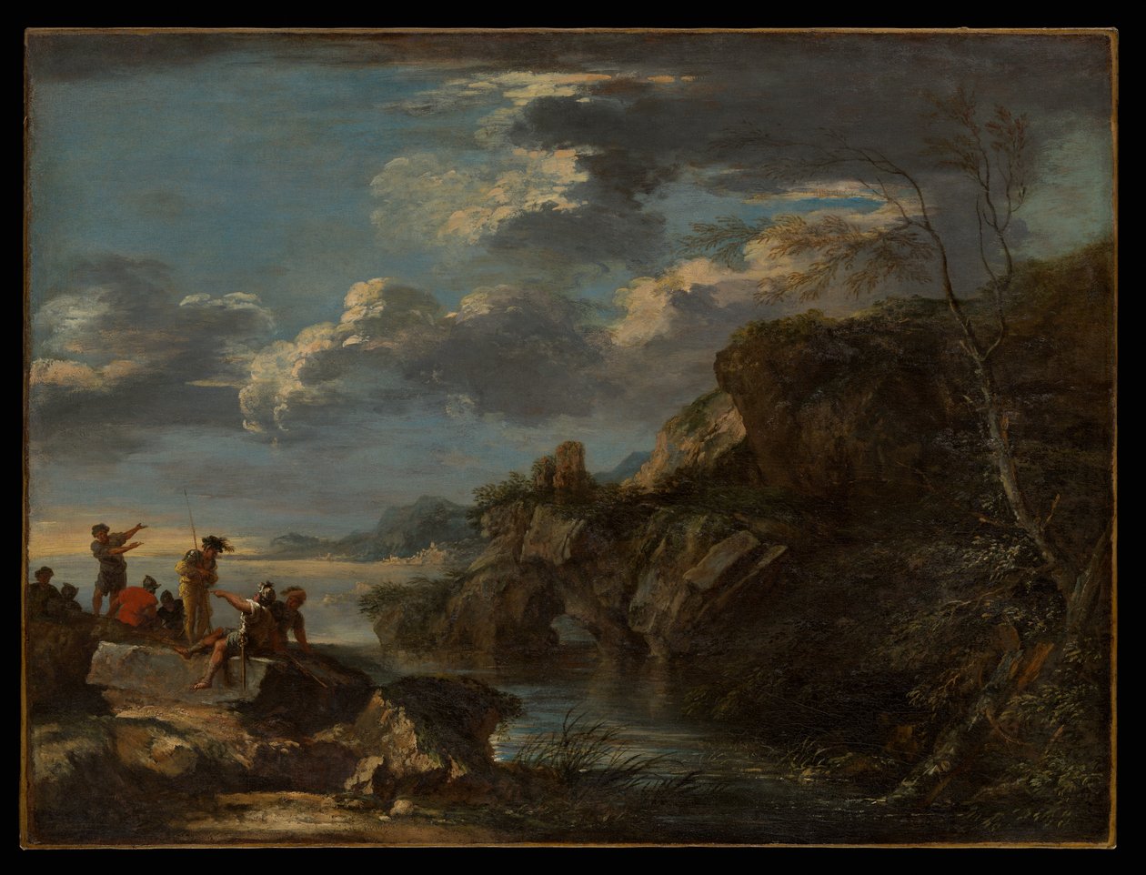 Bandidos en una costa rocosa de Salvator Rosa