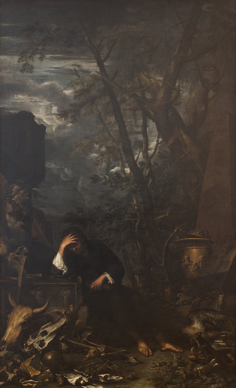 Demócrito en meditación de Salvator Rosa