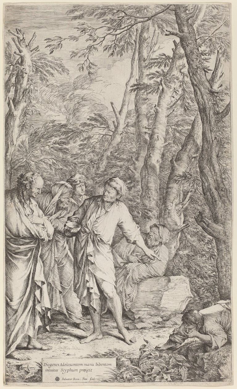 Diógenes desechando su cuenco de Salvator Rosa