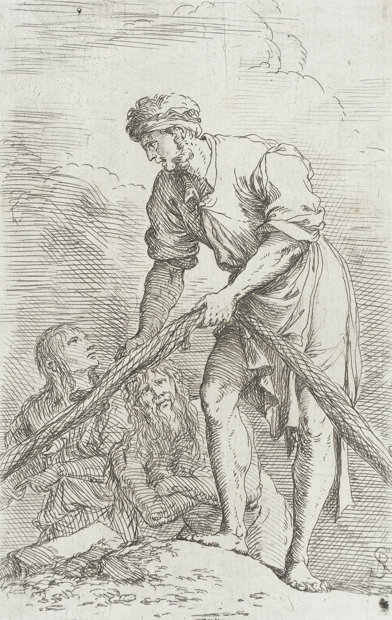 Figurita: Un hombre que arrastra una red de Salvator Rosa