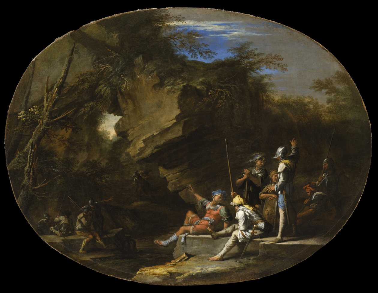 Paisaje con hombres armados de Salvator Rosa