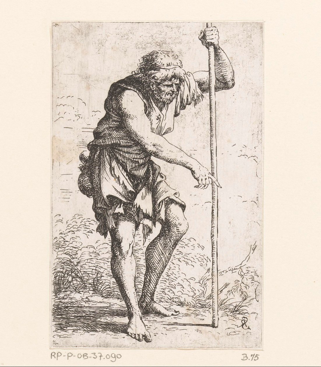 Viejo con un palo Figuras pequeñas (título de la serie) Figurilla (título de la serie) de Salvator Rosa