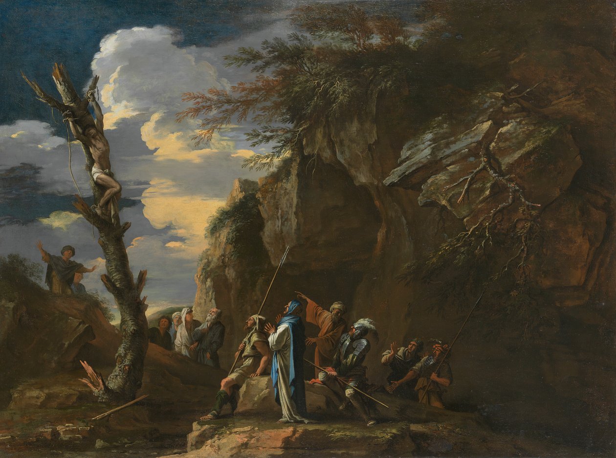 Crucifixión de Polícrates, c. 1664 de Salvator Rosa